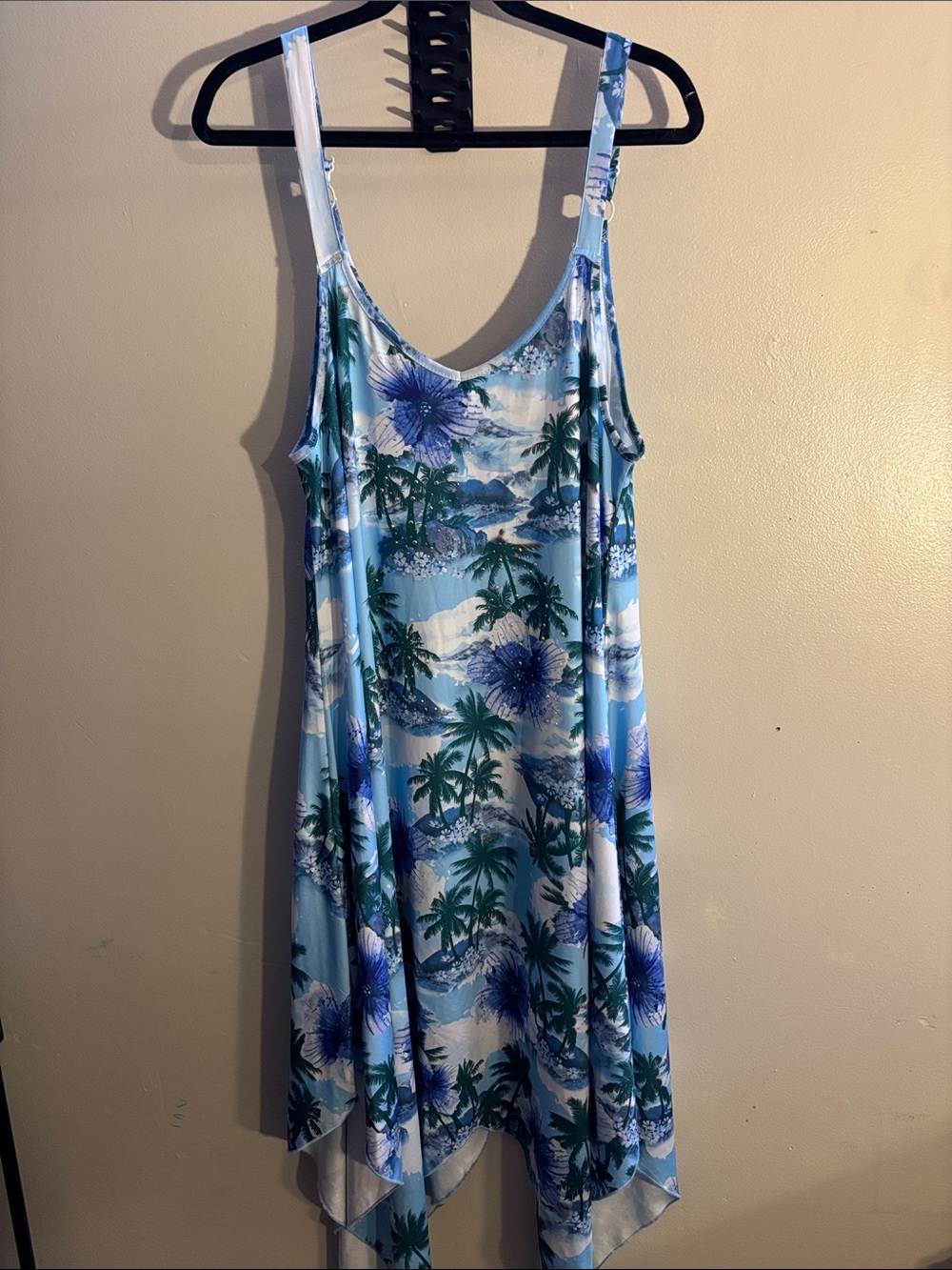 India Boutique Blue & Green Floral Hawaiian Tank Dress
